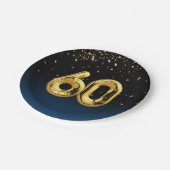 Goldfolie 60 Balloons und Konfetti Papierplatte Pappteller (Schrägansicht)