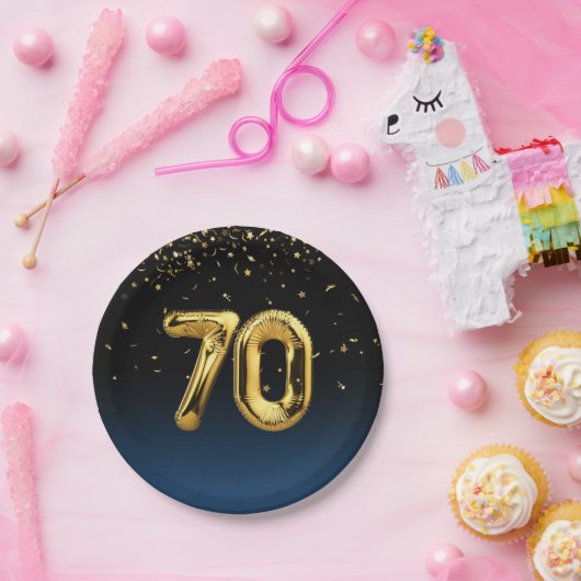 Goldfolie 70 Balloons und Konfetti Papierplatte Pappteller (Party)