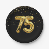 Goldfolie 75 Balloons und Konfetti Papierplatte Pappteller (Vorderseite)
