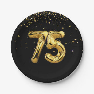 Goldfolie 75 Balloons und Konfetti Papierplatte Pappteller