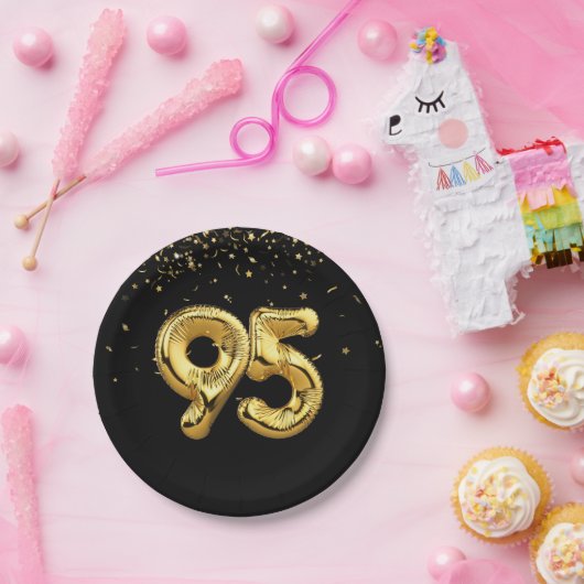 Goldfolie 95 Balloons und Konfetti Papierplatte Pappteller (Party)