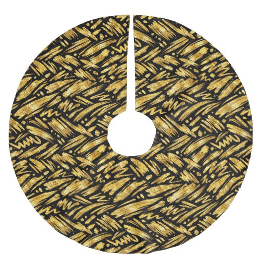 Goldfolie abstraktes Muster Polyester Weihnachtsbaumdecke (Vorderseite)