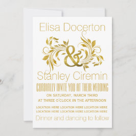 Goldfolie Ampersand und Blätterblatt Blumenzwiebel Einladung