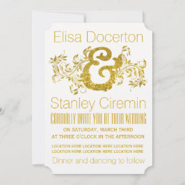 Goldfolie Ampersand und Blätterblatt Blumenzwiebel Einladung