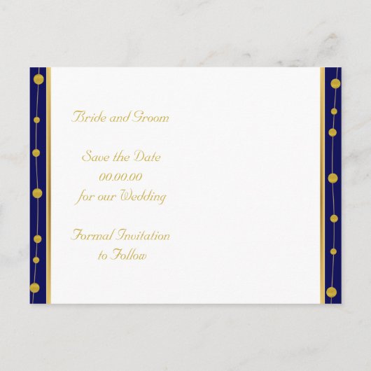 Goldfolie Anker nautische Hochzeit Speichern Sie d Ankündigungspostkarte (Rückseite)