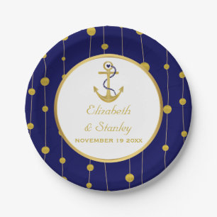 Goldfolie ankern nautische Hochzeit Pappteller