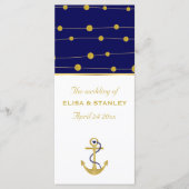 Goldfolie ankern nautisches Hochzeitsprogramm Programm (Vorderseite)