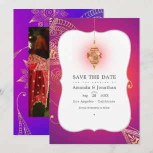 Goldfolie Arabisches Bollywood-Hochzeitsfoto Save The Date
