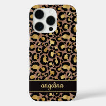 Goldfolie auf braunem Leopardenprint-Monogramm