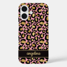 Goldfolie auf rosa Leopardenprint monogrammiert