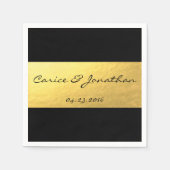 Goldfolie auf schwarz-luxuriöse Hochzeitslippe Serviette (Vorderseite)