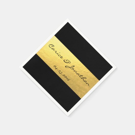 Goldfolie auf schwarz-luxuriöse Hochzeitslippe Serviette (Ecke)
