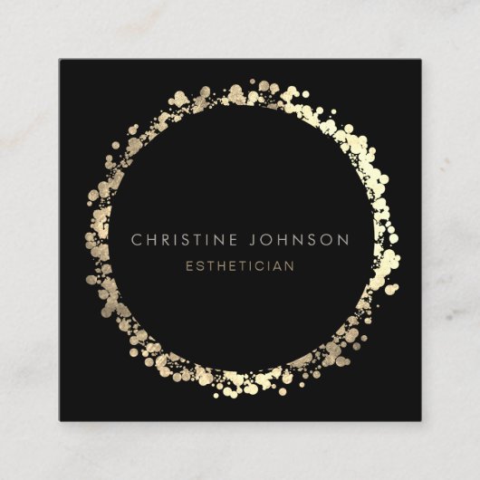 Goldfolie aus elegantem Schwarz und IMITAT Quadratische Visitenkarte (Vorderseite)