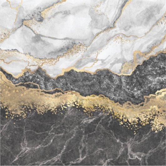Goldfolie aus schwarzem und weißem Marmor Aufkleber (Vorderseite)