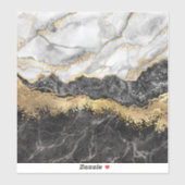 Goldfolie aus schwarzem und weißem Marmor Aufkleber (Blatt)