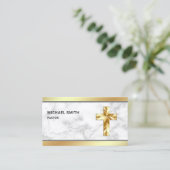 Goldfolie aus weißem Marmor Jesus Christus Kreuzpa Visitenkarte (Stehend Vorderseite)