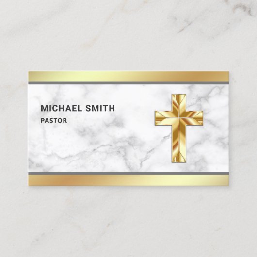 Goldfolie aus weißem Marmor Jesus Christus Kreuzpa Visitenkarte (Vorderseite)