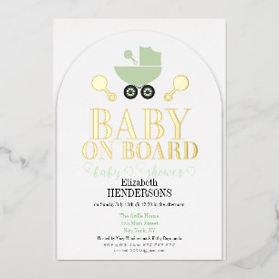 Goldfolie Baby an Bord Einladung zur Babyparty