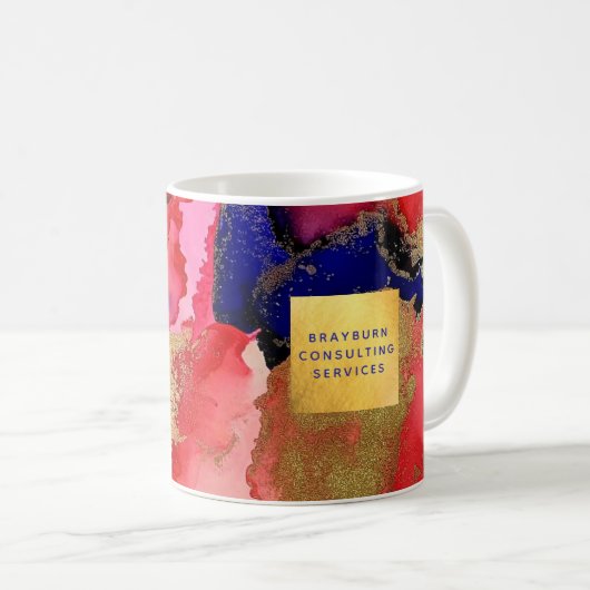 Goldfolie Benutzerdefinierter Text Blau Abstrakt Kaffeetasse (VorderseiteRechts)