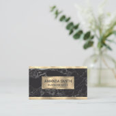 Goldfolie | Black Marble Gold Metallic Banner Visitenkarte (Stehend Vorderseite)