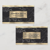Goldfolie | Black Marble Gold Metallic Banner Visitenkarte (Vorne/Hinten)