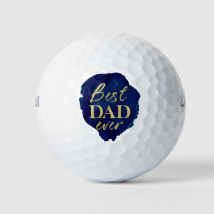 Goldfolie Blau Wasserfarbe Vatertag Golfball