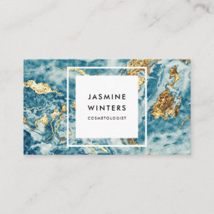 Goldfolie blaue Marmorfarbe minimaler Glamour Visitenkarte