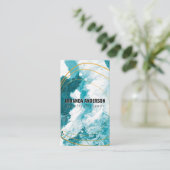 Goldfolie | Blue Green Artistic Visitenkarte (Stehend Vorderseite)