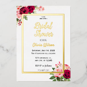Goldfolie Blumen Hochzeitsshower Einladung