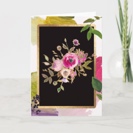 Goldfolie, Blumenstrauß, leere Grußkarte Karte