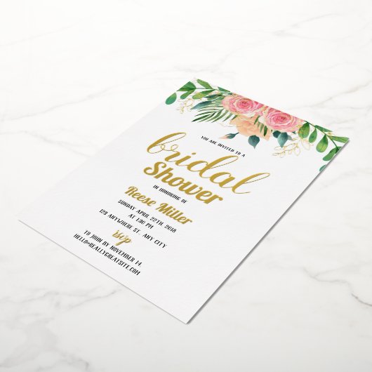 Goldfolie boho Blumendusche Einladung (Gedreht)