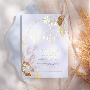Goldfolie Boho Pampas Bogen Mädchen Baby-Party Folieneinladung
