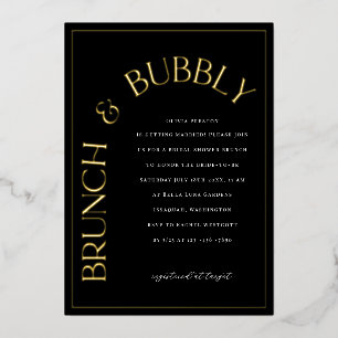 Goldfolie Brunch & Bubbly Bridal Dusche Einladung