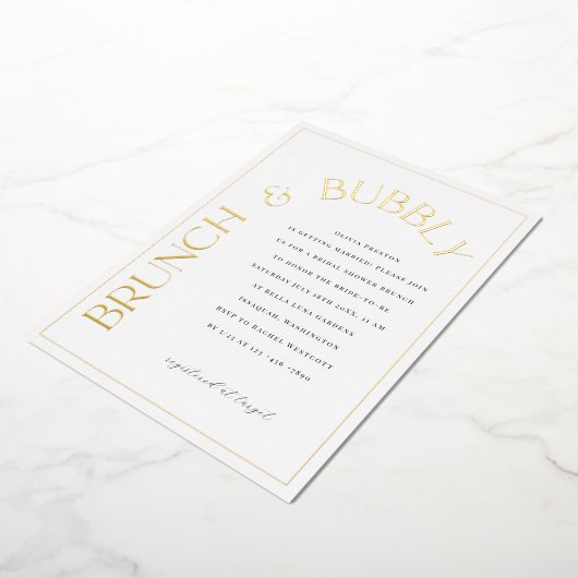 Goldfolie Brunch & Bubbly Bridal Dusche Einladung (Gedreht)