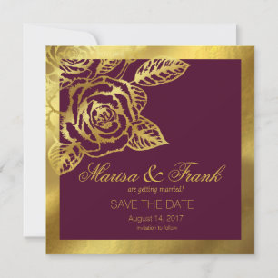 Goldfolie Burgund Antike Botanische Hochzeitseinla Save The Date