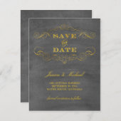 Goldfolie-Chalkboard Save the Date (Vorne/Hinten)
