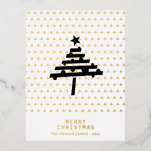 Goldfolie-Christbaum-Muster Minimalist  Folien Feiertagspostkarte
