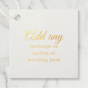 Goldfolie CUSTOM Schlicht Elegant Weiß Geschenkanhänger