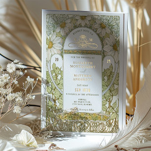 Goldfolie-Daisy-Hochzeitseinladungen Art Nouveau Folieneinladung