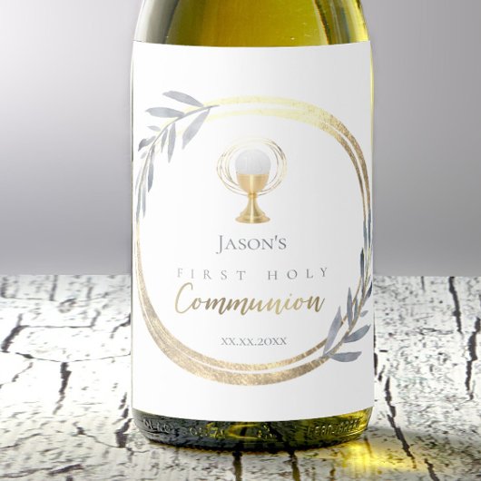 Goldfolie der ersten Heiligen Kommunion aus staubb Weinetikett