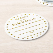 Goldfolie, die zwei Cents für Braut u. Bräutigam Runder Pappuntersetzer (Angewinkelt)