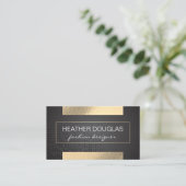 Goldfolie | Dreiecksmuster Schwarzer Metallic Visitenkarte (Stehend Vorderseite)