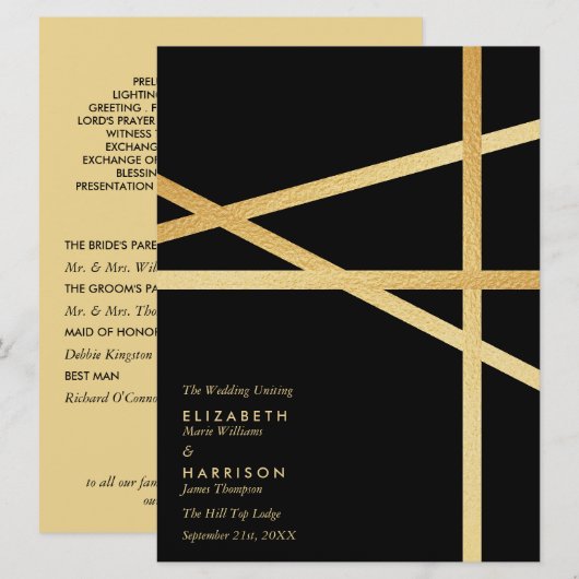 Goldfolie-Effekt Geometrischer Stil Hochzeit Programm (Vorne/Hinten)