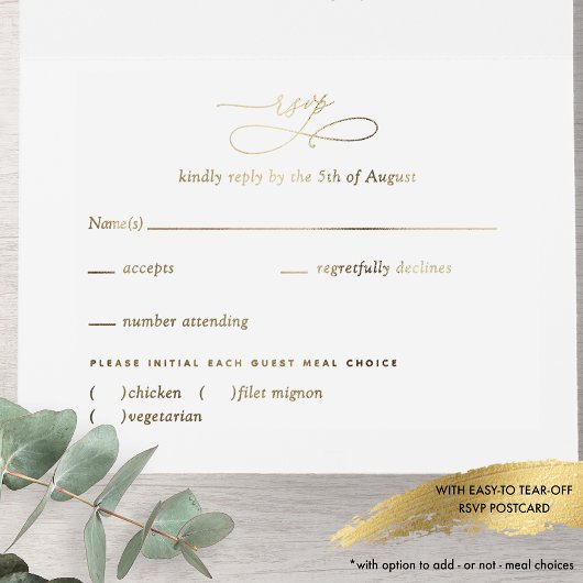 Goldfolie Elegant Monogram Wedding All-in-One-Einladung