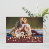 Goldfolie Erntedank Foto Feiertagskarte (Stehend Vorderseite)