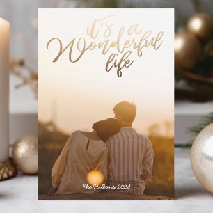 Goldfolie Es ist ein wundervolles Leben Weihnachts Feiertagskarte