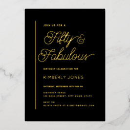 Goldfolie Fifty and Fabulous 50. Geburtstagsfeier Folien Feiertagskarte