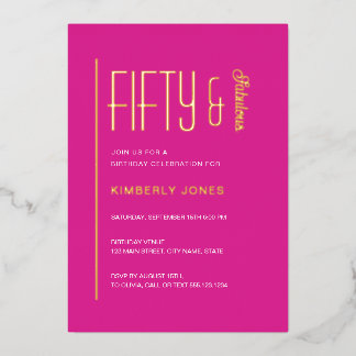 Goldfolie Fifty and Fabulous 50. Geburtstagsfeier Folieneinladung