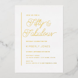 Goldfolie Fifty and Fabulous 50. Geburtstagsfeier Folieneinladung