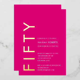 Goldfolie Fifty and Fabulous 50. Geburtstagsfeier Folieneinladung